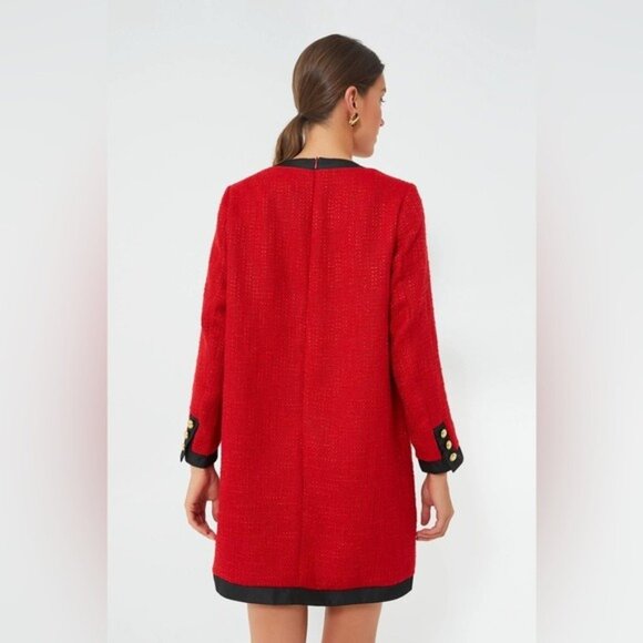 Tuckernuck NEW Red Coco Tweed Long Sleeve Retro Preppy Mini Dress Size S - Picture 4 of 12